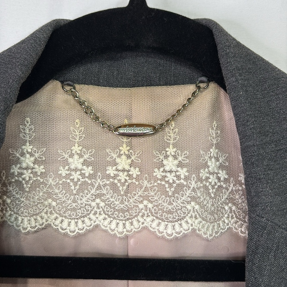 Minimum Gray, Single Button Blazer With Lace Trim… - image 2